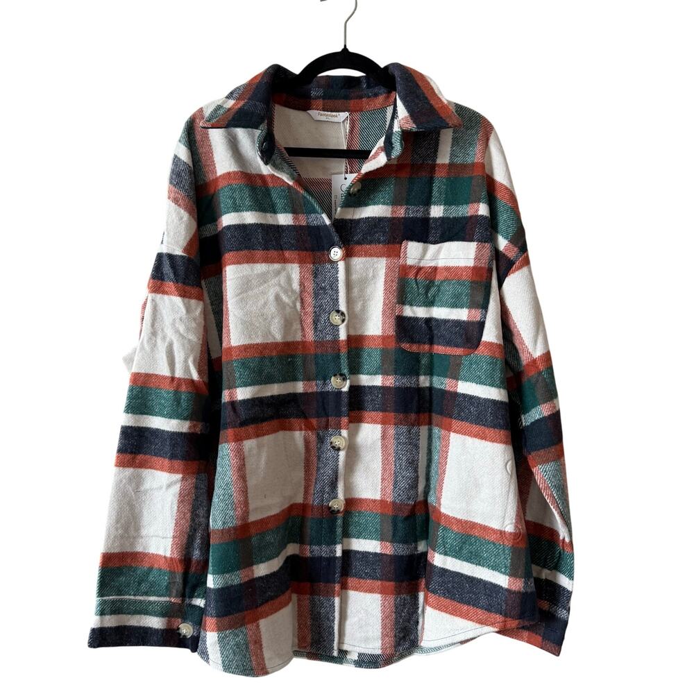NWT Fantaslook Heavy Plaid Flannel Shacket Shirt Jacket XXL